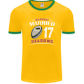 17 Year Wedding Anniversary 17th Rugby Mens Ringer T-Shirt FotL Gold/Green