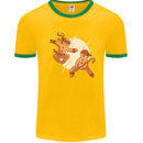 Ninjabread Men Funny Food Gym MMA Mens White Ringer T-Shirt Gold/Green