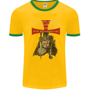 Knights Templar Prayer St. George's Day Mens White Ringer T-Shirt Gold/Green