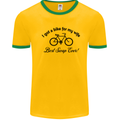 Cycling A Bike for My Wife Cyclist Funny Mens White Ringer T-Shirt Gold/Green