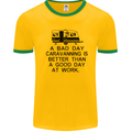 A Bad Day Caravanning Caravan Funny Mens White Ringer T-Shirt Gold/Green