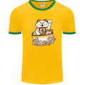 Ramen Lucky Cat Mens White Ringer T-Shirt Gold/Green