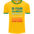 38th Birthday 38 Year Old Mens Ringer T-Shirt FotL Gold/Green
