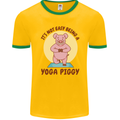 It's Not Easy Being a Yoga Piggy Funny Pig Mens Ringer T-Shirt FotL Gold/Green