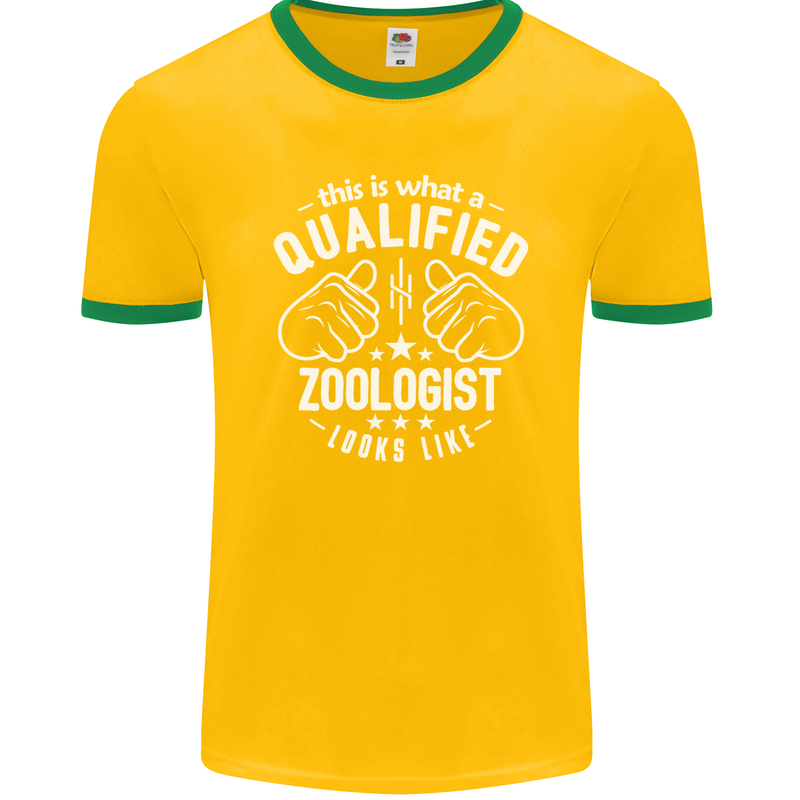 A Qualified Zoologist Looks Like Mens Ringer T-Shirt FotL Gold/Green