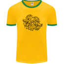 Valknut Symbol With Ravens Viking Mens White Ringer T-Shirt Gold/Green