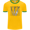 I Play With Knives Funny Chef Mens Ringer T-Shirt FotL Gold/Green