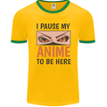 I Paused My Anime To Be Here Funny Mens Ringer T-Shirt FotL Gold/Green