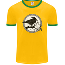 Viking Crow Celtic Norse Valhalla Odin Thor Mens Ringer T-Shirt FotL Gold/Green
