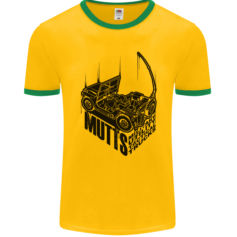 MUTTS Military Utility Tactical Trucks 4x4 Mens Ringer T-Shirt FotL Gold/Green