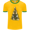 Funny Dog Christmas Tree Mens Ringer T-Shirt FotL Gold/Green