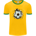 Football Smash Soccer Player Ball Mens Ringer T-Shirt FotL Gold/Green