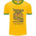 Motorcycle Legend Biker Motorcycle Chopper Mens White Ringer T-Shirt Gold/Green