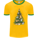Cat Christmas Tree Mens Ringer T-Shirt FotL Gold/Green