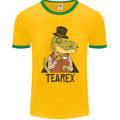 TeaRex Funny T-Rex Dinosaur Tea Drinker Mens Ringer T-Shirt FotL Gold/Green