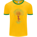 Yoga Tree Man Meditation Mens Ringer T-Shirt FotL Gold/Green