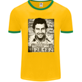 Pablo Escobar Mug Shot Mens Ringer T-Shirt FotL Gold/Green