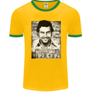Pablo Escobar Mug Shot Mens Ringer T-Shirt FotL Gold/Green