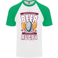 Weekend Forecast Beer Alcohol Rugby Funny Mens S/S Baseball T-Shirt White/Green