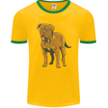 French Mastiff Dogue Bordeaux Dog Mens Ringer T-Shirt FotL Gold/Green