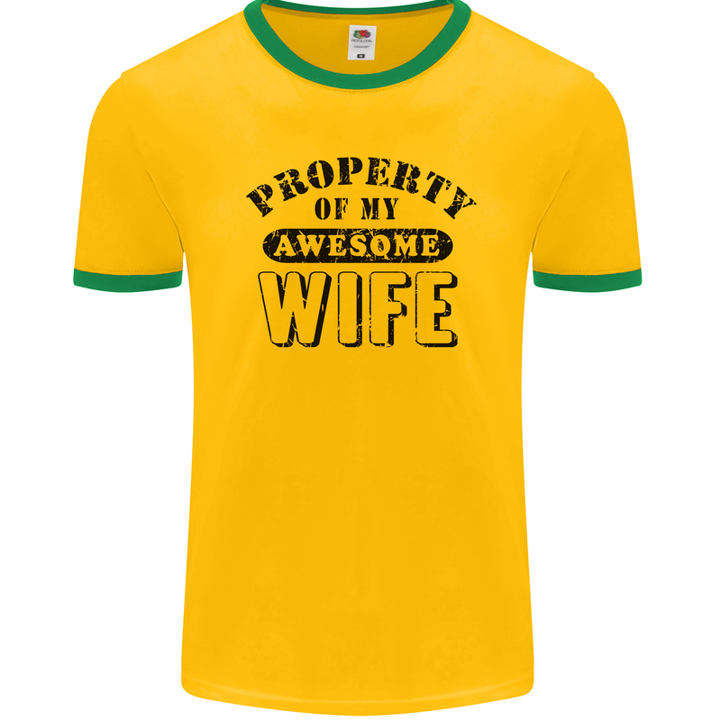 Property of My Awesome Wife Valentine's Day Mens Ringer T-Shirt FotL Gold/Green