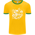 A Cthulhu Kraken Octopus Mythology Mens Ringer T-Shirt FotL Gold/Green