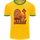 Stuff Yourself Funny Vegetarian Vegan Turkey Mens Ringer T-Shirt FotL Gold/Green