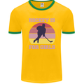 Hockey is For Girls Funny Ice Street Mens Ringer T-Shirt FotL Gold/Green