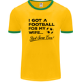 Football for My Wife Best Swap Ever Funny Mens White Ringer T-Shirt Gold/Green