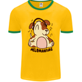 Melomaniac Dog Yoga Meditation Funny Mens Ringer T-Shirt FotL Gold/Green