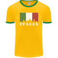 Italy Skyline Italian Flag Mens Ringer T-Shirt FotL Gold/Green