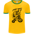 Grim Reaper Trike Bicycle Cycling Gothic Mens White Ringer T-Shirt Gold/Green