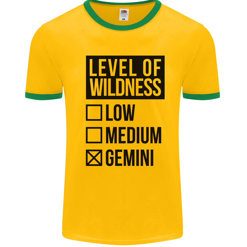 Levels of Wildness Gemini Mens White Ringer T-Shirt Gold/Green