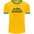 Mountains Alpinist Hiking Climbing Climber Mens Ringer T-Shirt FotL Gold/Green