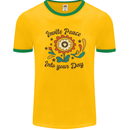 Invite Peace Day Hippy Flower Power Funny Mens Ringer T-Shirt FotL Gold/Green