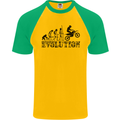 Evolution of Motorcycle Motorbike Biker Mens S/S Baseball T-Shirt Gold/Green