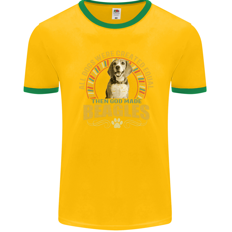 A Beagle Dog Mens Ringer T-Shirt FotL Gold/Green