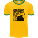 Rad Red Panda Japanese Cool Mens White Ringer T-Shirt Gold/Green