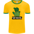 Cactus Can't Touch This Funny Gardening Mens Ringer T-Shirt FotL Gold/Green