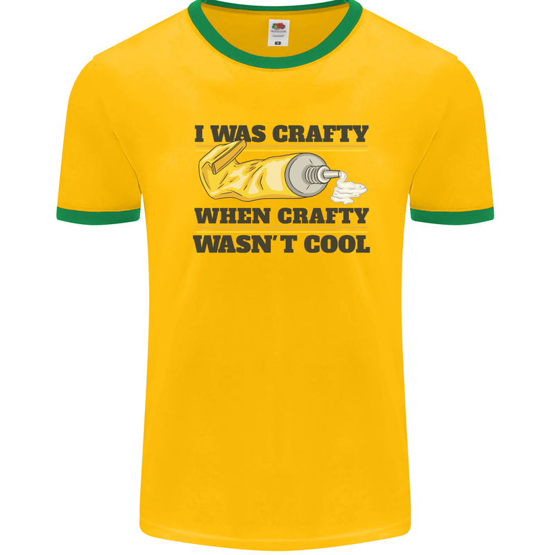 Arts and Crafts Funny Crafty Art Artist Mens Ringer T-Shirt Gold/Green