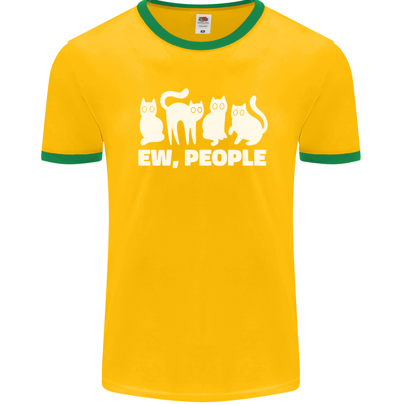 Cats Ew People Funny Mens Ringer T-Shirt FotL Gold/Green