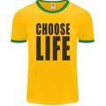 Choose Life Fancy Dress Outfit Costume Mens Ringer T-Shirt FotL Gold/Green