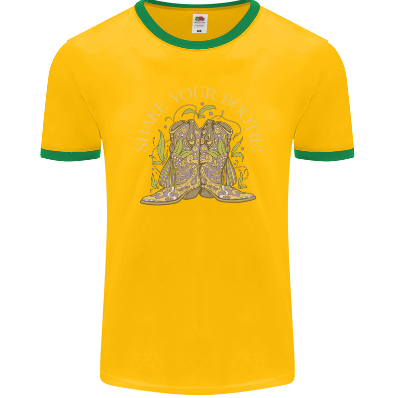 Shake Your Bootie Mardi Gras Mens Ringer T-Shirt FotL Gold/Green