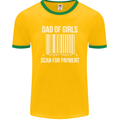 Dad of Girls Scan For Payment Father's Day Mens Ringer T-Shirt FotL Gold/Green