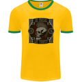 In Music We Trust Punk Rock Skull Mens Ringer T-Shirt FotL Gold/Green