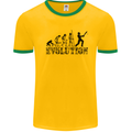 Evolution of a Cricketer Cricket Funny Mens White Ringer T-Shirt Gold/Green