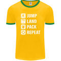 Skydiving Jump Land Pack Funny Skydiver Mens Ringer T-Shirt FotL Gold/Green