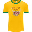 Not in the Mood Funny Highland Cow Mens Ringer T-Shirt FotL Gold/Green