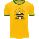 Virtruvian Drummer Funny Drumming Drum Mens Ringer T-Shirt FotL Gold/Green