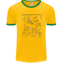 Roller Skating Boot Blueprint Mens Ringer T-Shirt Gold/Green